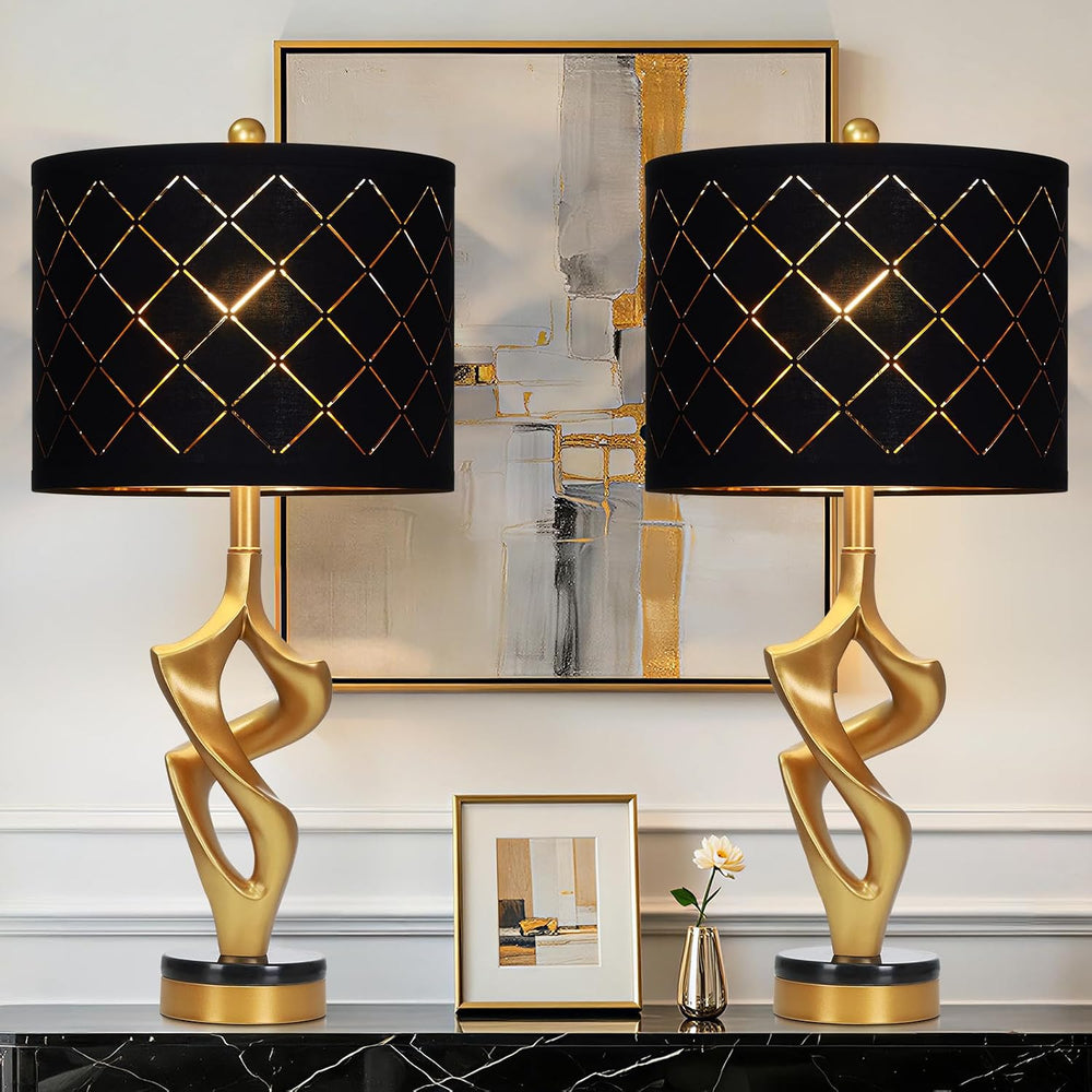 Ruzectt 29" Tall Black and Gold Table Lamps Set of 2 for Living Room, 3 ...