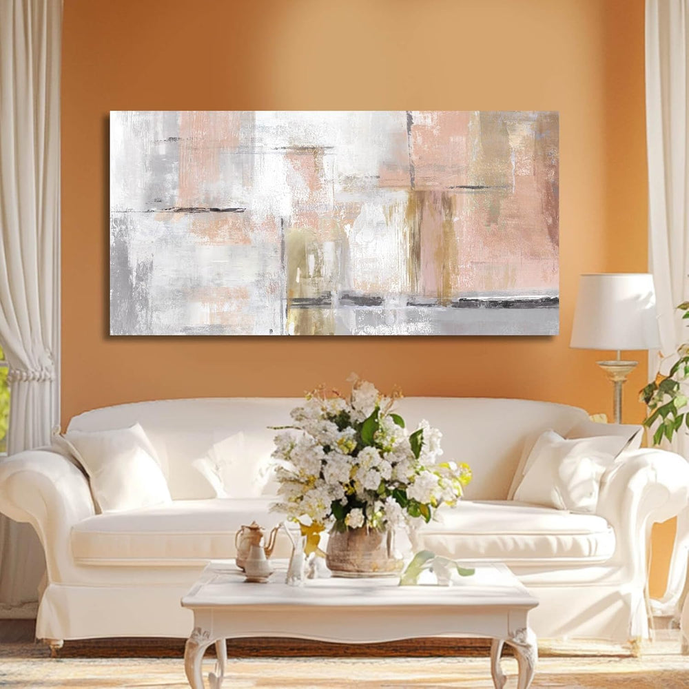 SOUGUAN Canvas Art Gold Wall Decor for Girl Pink Pictures for Living Room Wal...