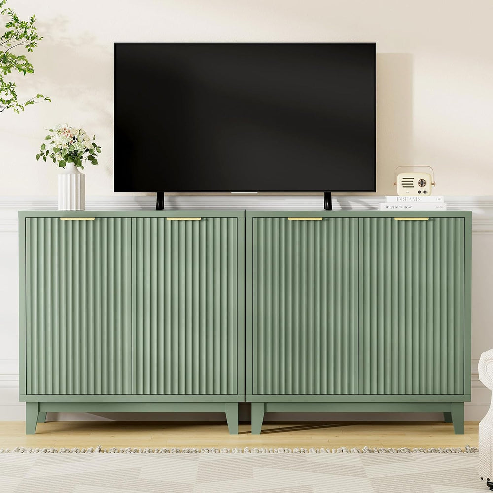 Fluted Cabinet with Storage, Mid Century Modern 2 Doors Sideboard Buffet