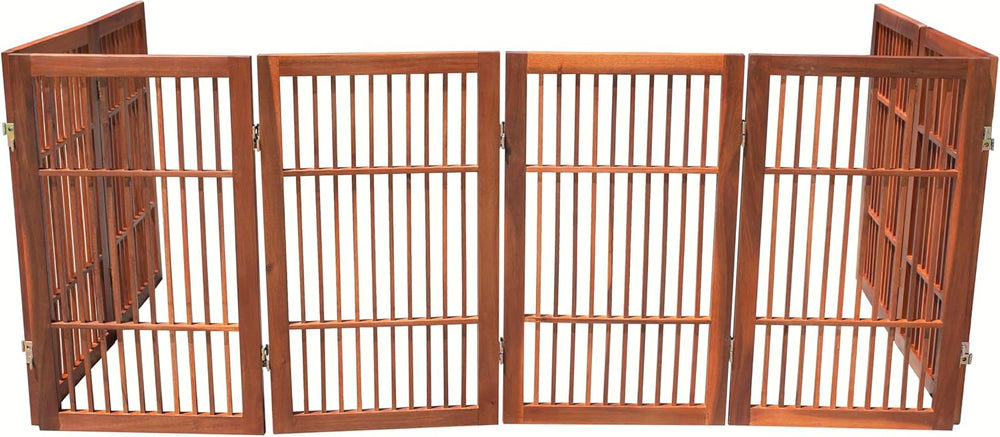 Urnporium Pet Dog Gate Freestanding, Strong Durable Folding Wooden Fence, Por...