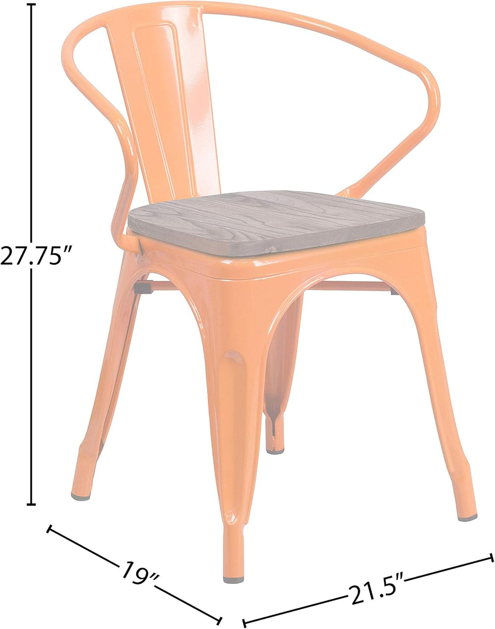 Flash Furniture Metal Chair with Wood Seat, Orange, 4-Pack