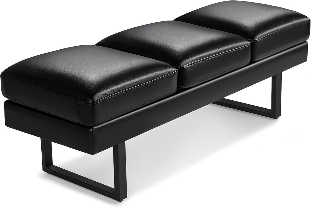 Furmax Waiting Room Chairs Faux Leather Office Guest Chair, 59.6 Inches Confe...