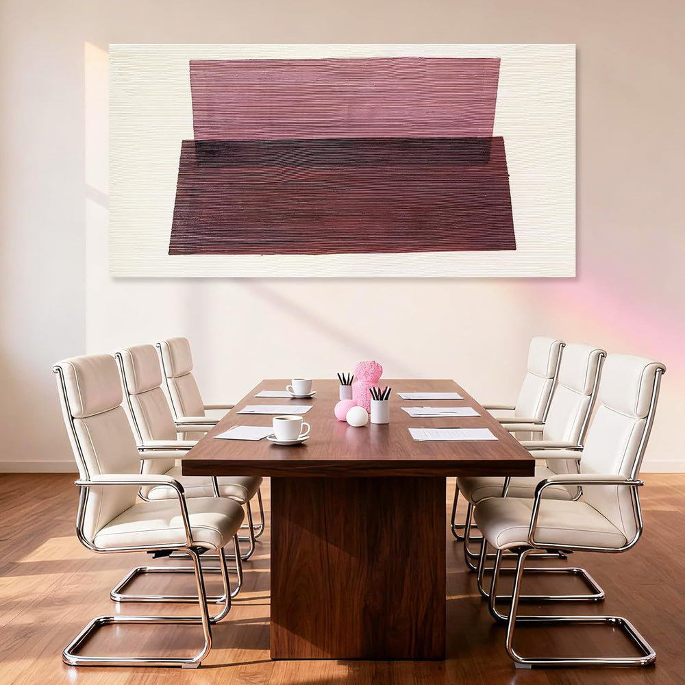 YETHEN WAL Burgundy Abstract Wall Decor Large Hand-Painted Textured Canvas Ar...