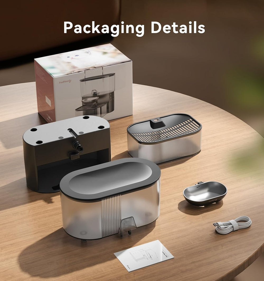 Wireless Cat Water Fountain No Filters, Wastewater Separation, FEELNEEDY Stai...