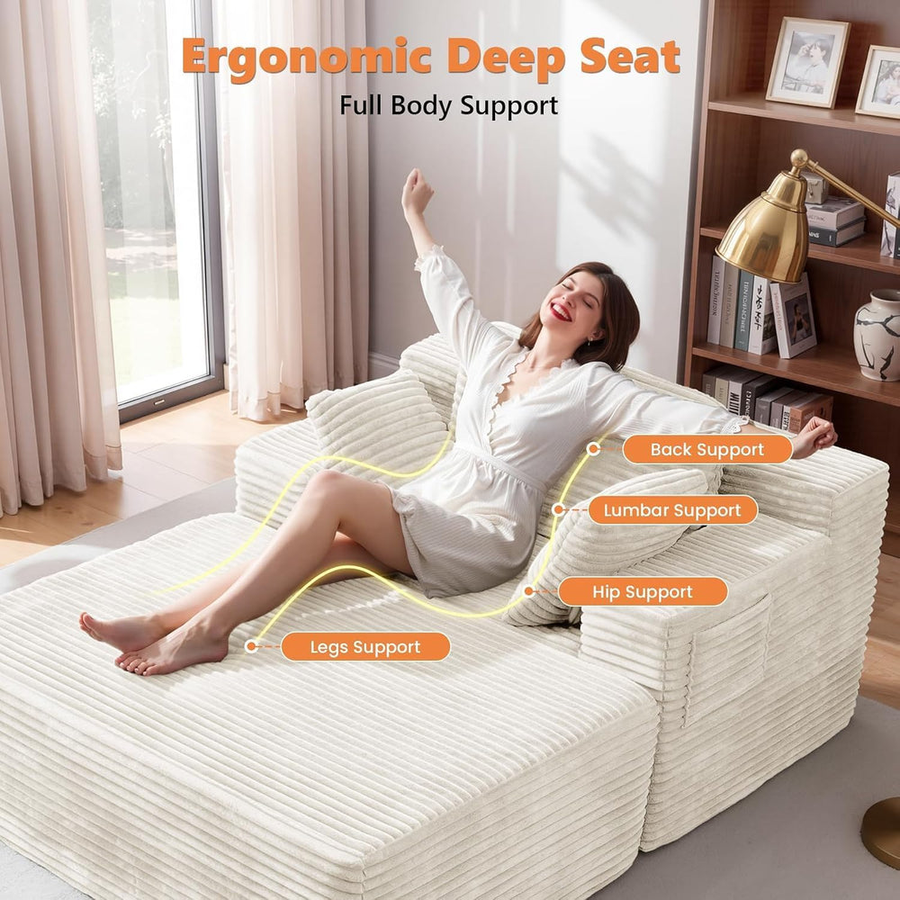 Oversized Chaise Lounge Chair Indoor, 82 inch Boneless Chair