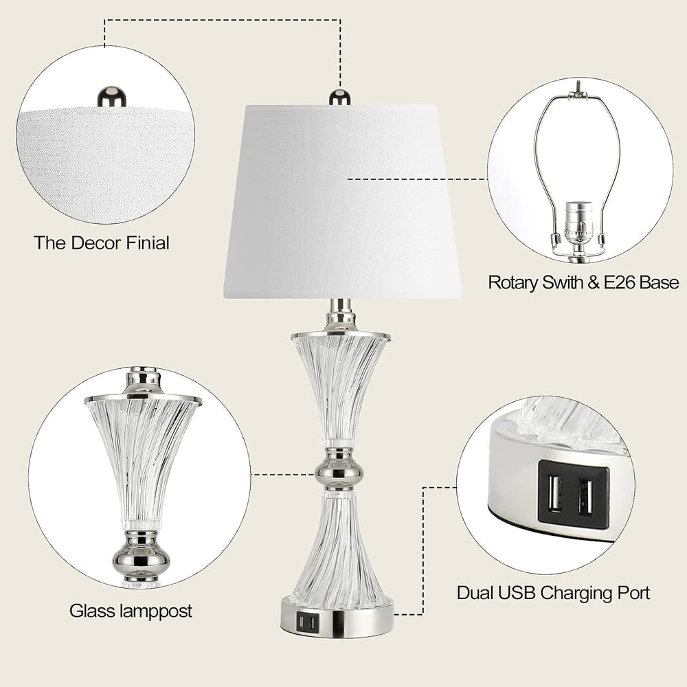 Hamucd Touch Control Table Lamp for Bedrooms 3 Way Dimmable White Drum Shade ...