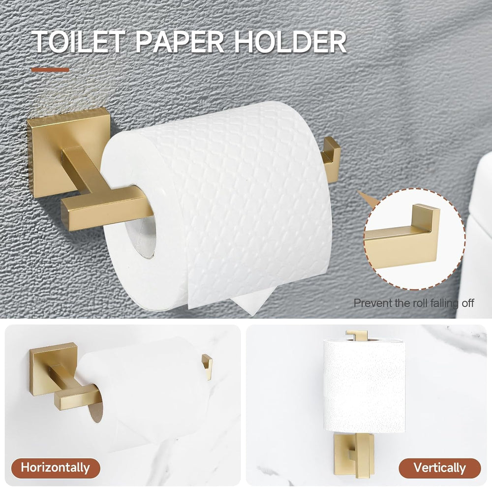 TQKAG 5 Piece Brushed Gold Bathroom Accessories 23.6" Bathroom Hardware Set