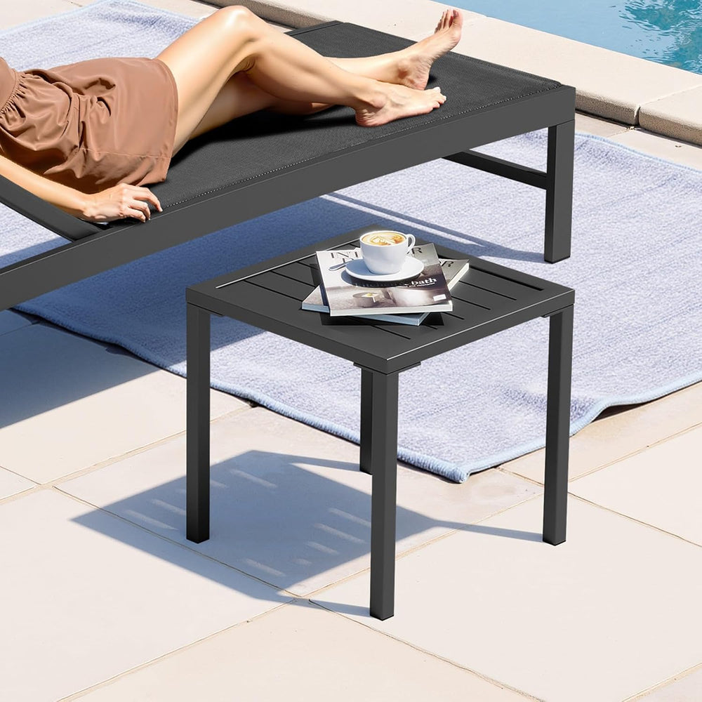 Crestlive Products Aluminum Outdoor Side Table, Pool Lounge Chair Side Table,...