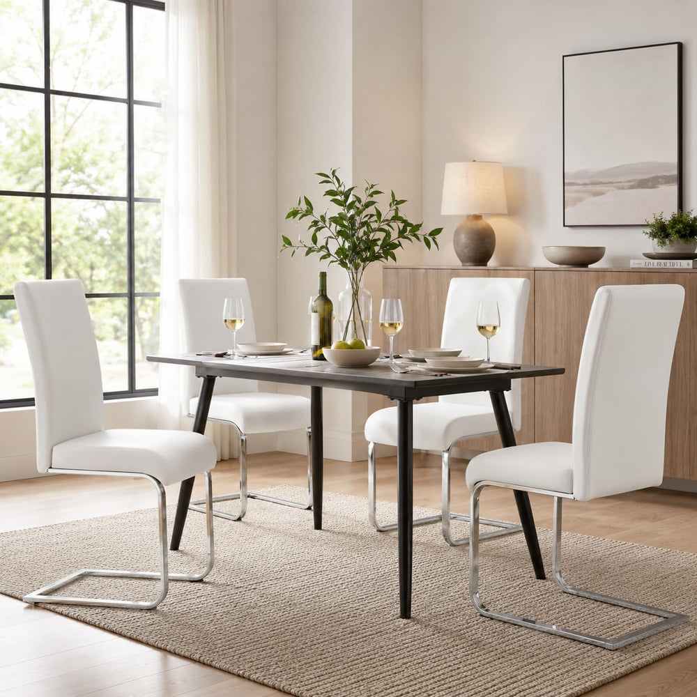 Yaheetech Dining Chairs Set of 6 Modern High Back Kitchen Chairs White