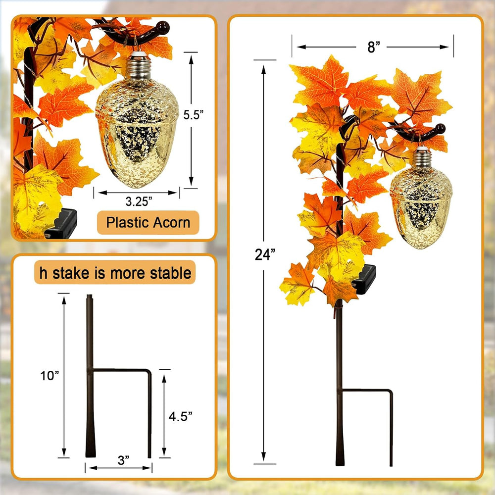 Acorn Solar Lights Outdoor Pathway,Fall Decorations Outdoor Garden Stakes