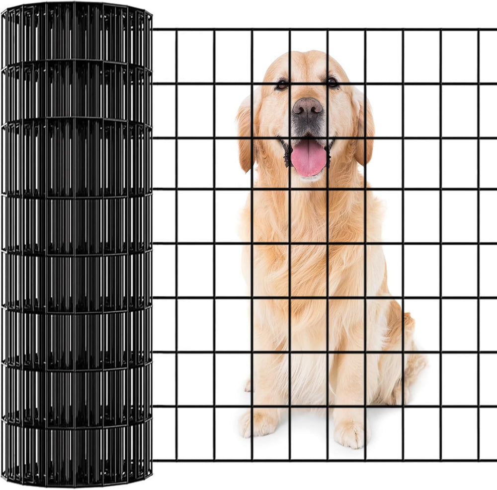 Garden Fence Black PVC Coated Welded Wire Fencing 24 Inch x 100 Foot, 2 Inch ...