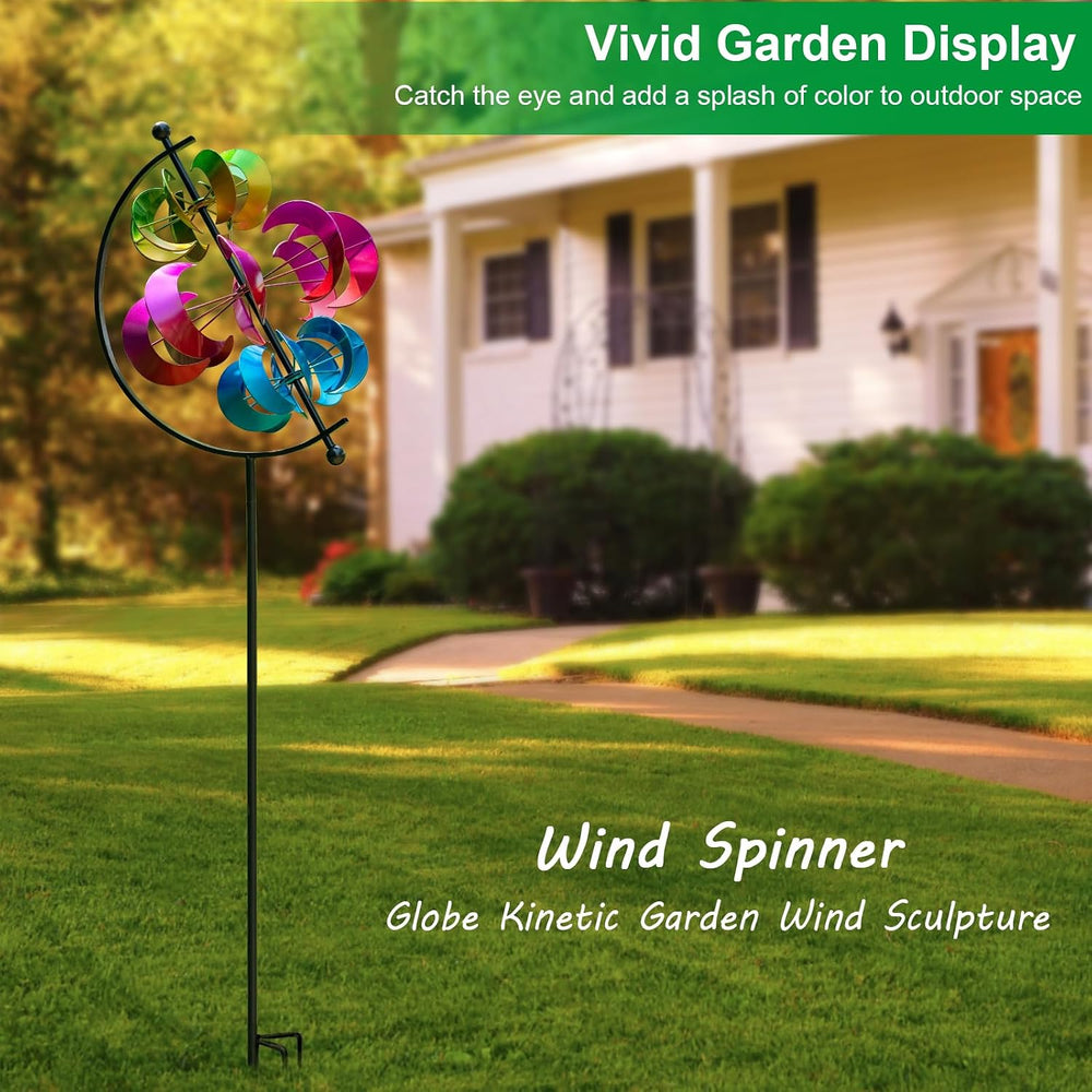Large Metal Wind Spinner for Garden and Yard – 63 Inch Kinetic Outdoor Sculpt...