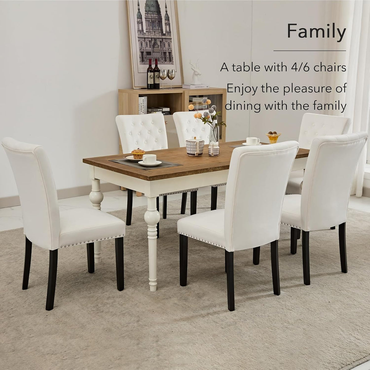 adochr Velvet Dining Chairs Set of 2, Parsons Kitchen Chair, Beige