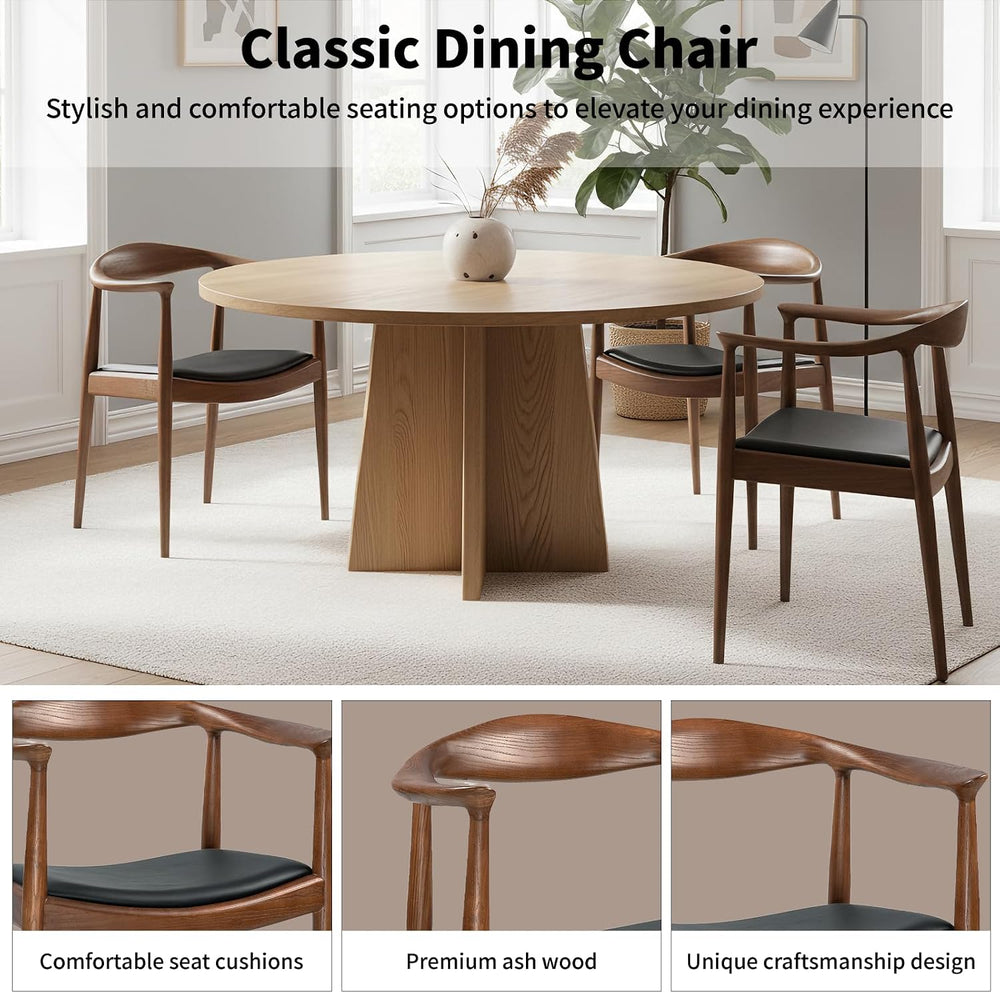 Kennedy Chairs, Mid Century Modern Dining Chairs with Arms (Walnut)