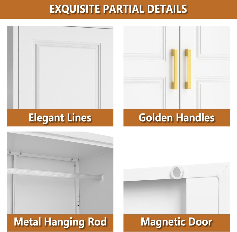 Polup 15" High White Metal Wall Cabinet, Overhead Closet Storage Unit