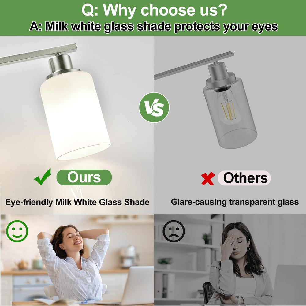 MOKATNG 4-Light Vanity Light with Milky White Shades, Brushed Nickel Bathroom...