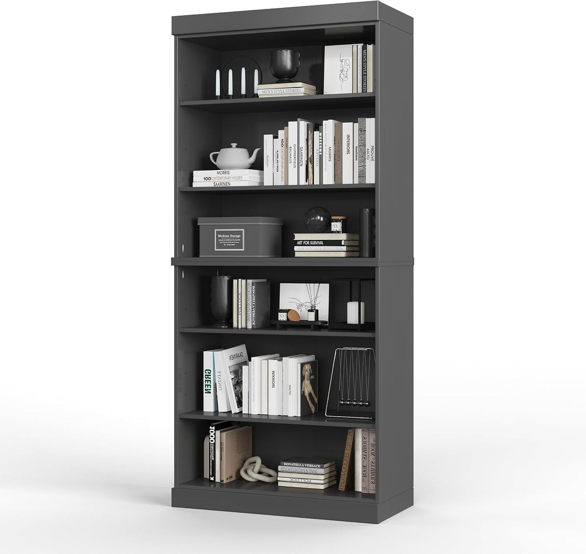 palace imports solid wood bookcase – stackable modular, side view