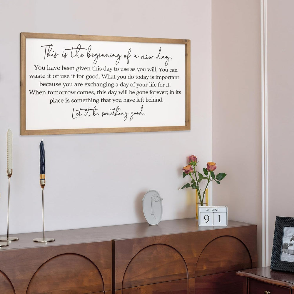 flangairy Motivational Wall Decor, 31.5x15.7 Inches Large Wooden Quote Wall A...
