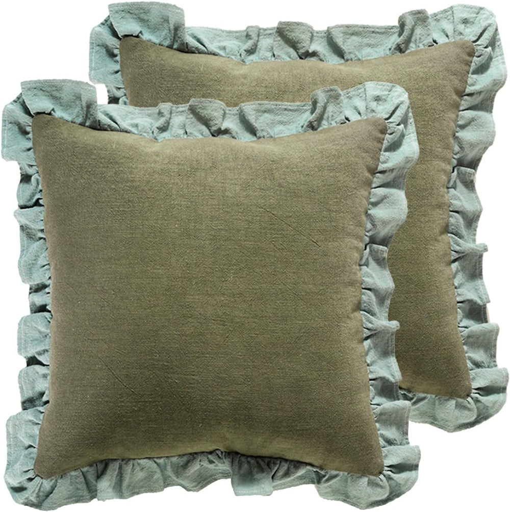 patdrea Designer Vintage Green Throw Pillow Covers,Set of 2,18"x18"