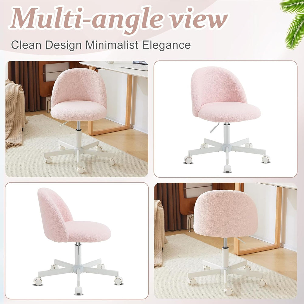 VINGLI Cute Candy Chair Armless Comfy Small Office Desk Vanity Chair with Whe...