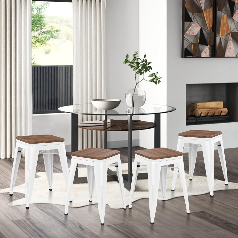 Changjie Furniture 18 Inch Stools Metal Dining Chairs Set of 4 Stackable Scho...