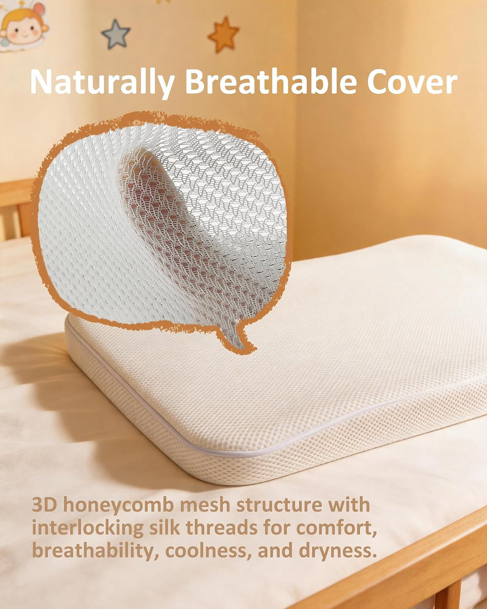 Breathable 3D Airflow Fiber Bedside Bassinet Mattress Rectangle 33" x 20...