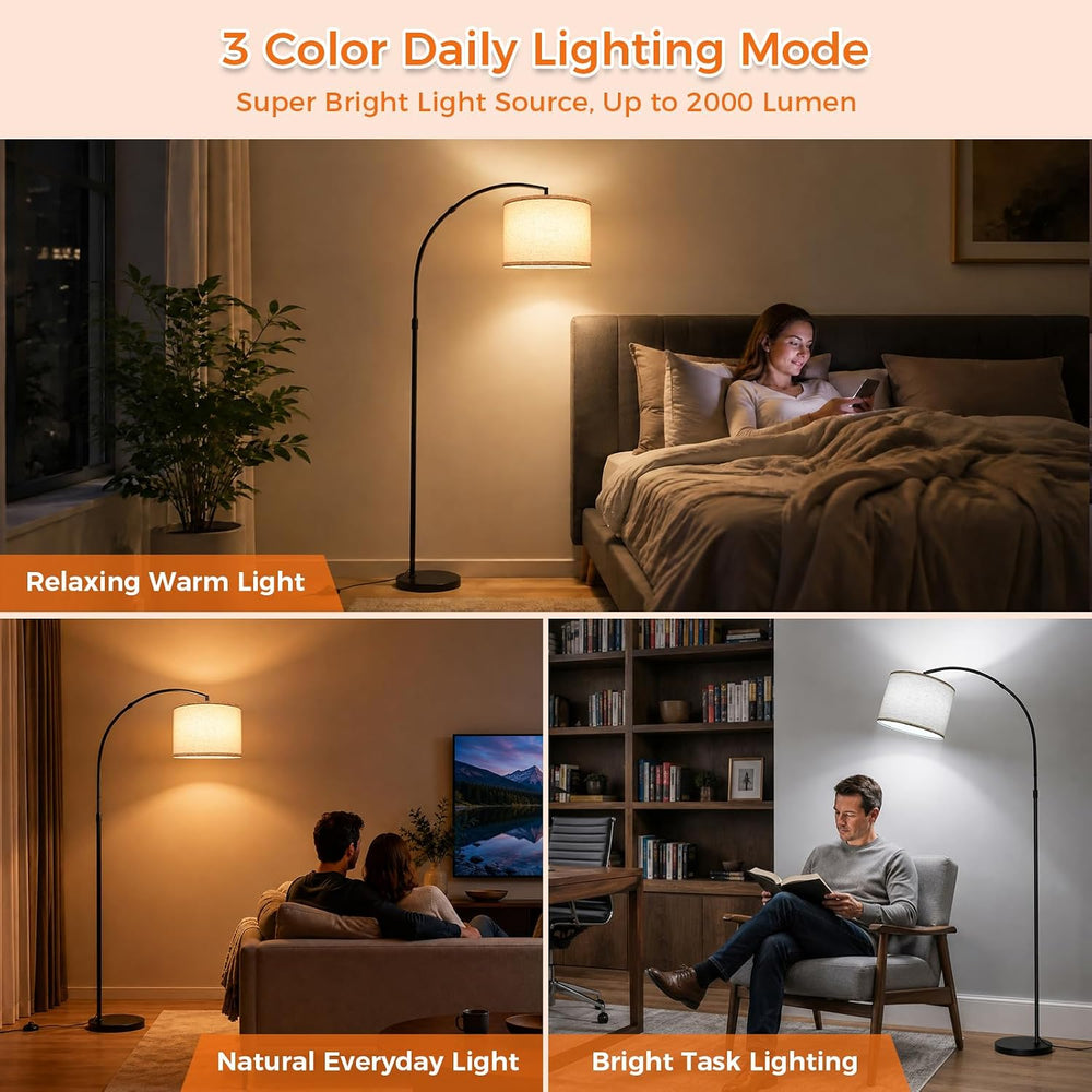 Unicozin Arc Floor Lamp, 2000LM 18W Bright LED Dimmable Tall Standing Lamp
