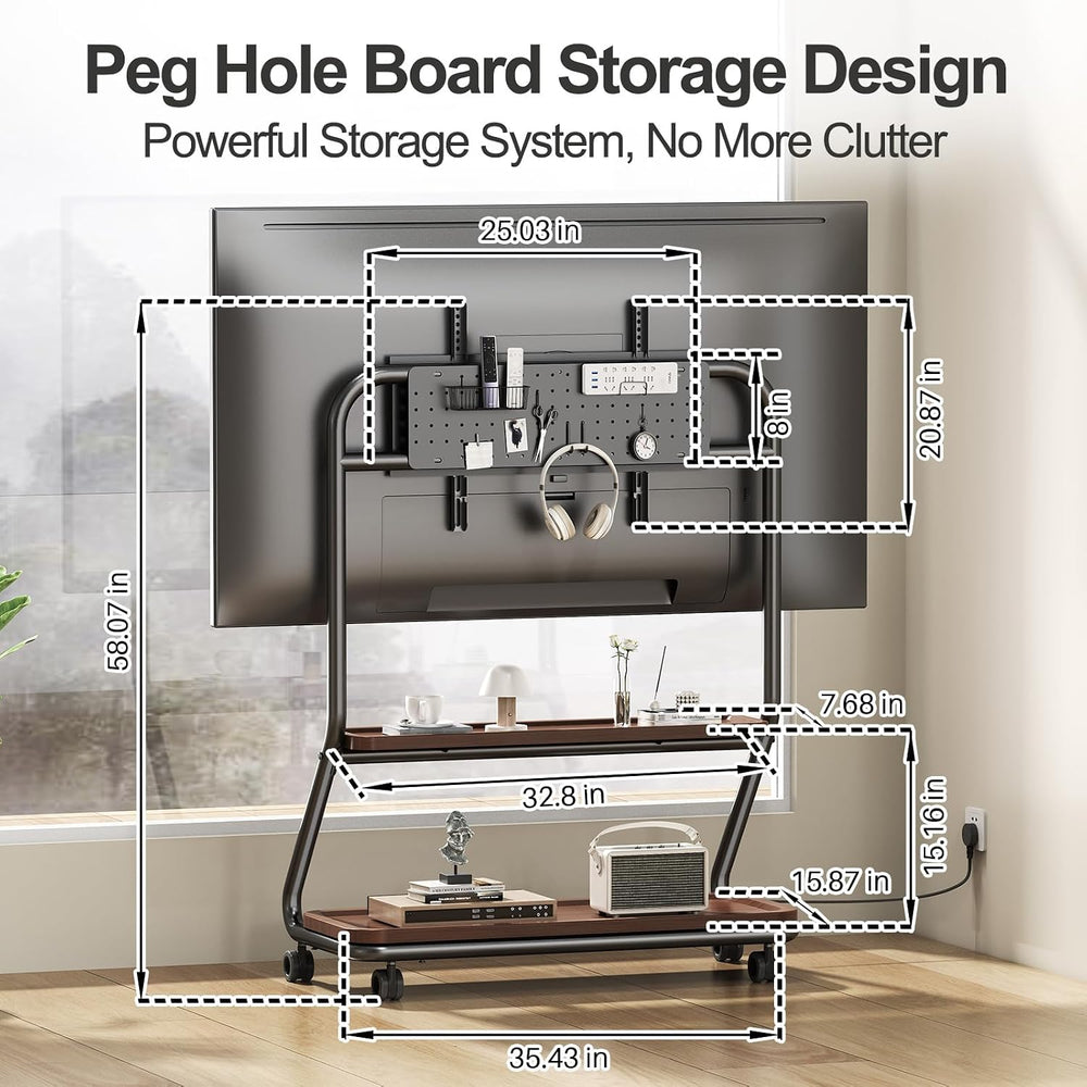 Easel Rolling TV Stand with Wheel for 32-75 Inch TVs up to110 lbs