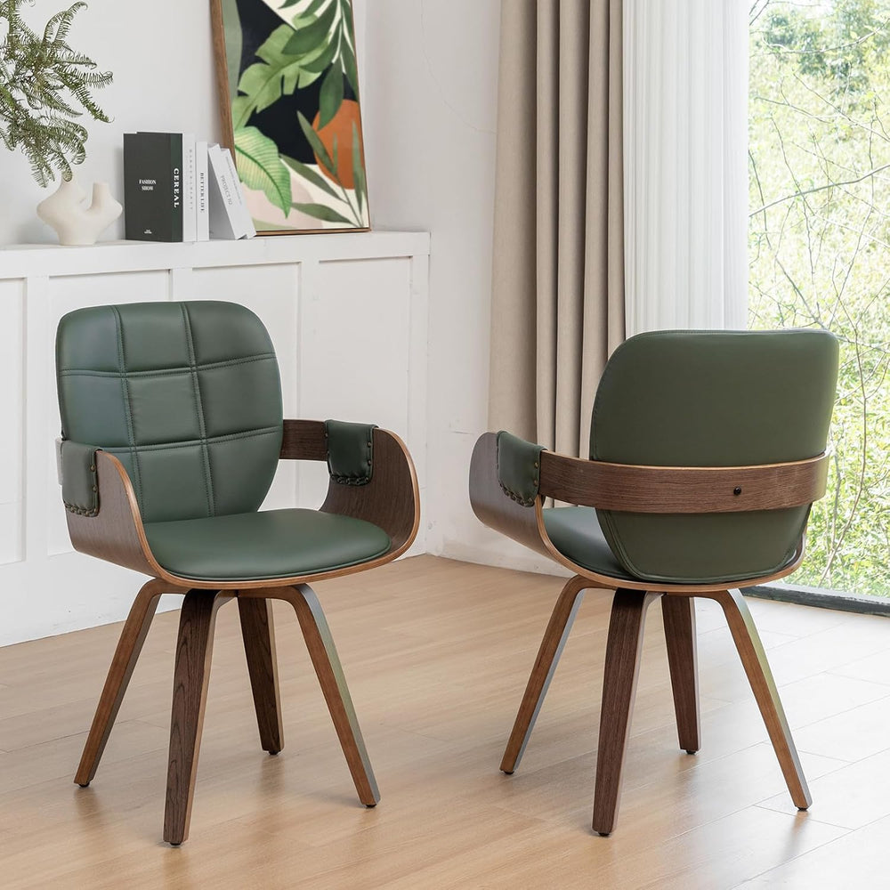 MCM dining Chairs, Faux Leather Dining Chairs with Arms and Curved Back