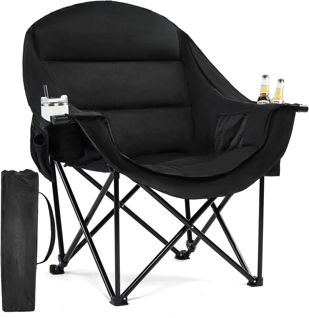 Oversized Camping Chairs for Adults - Heavy Duty Padded Outdoor Camp Chair