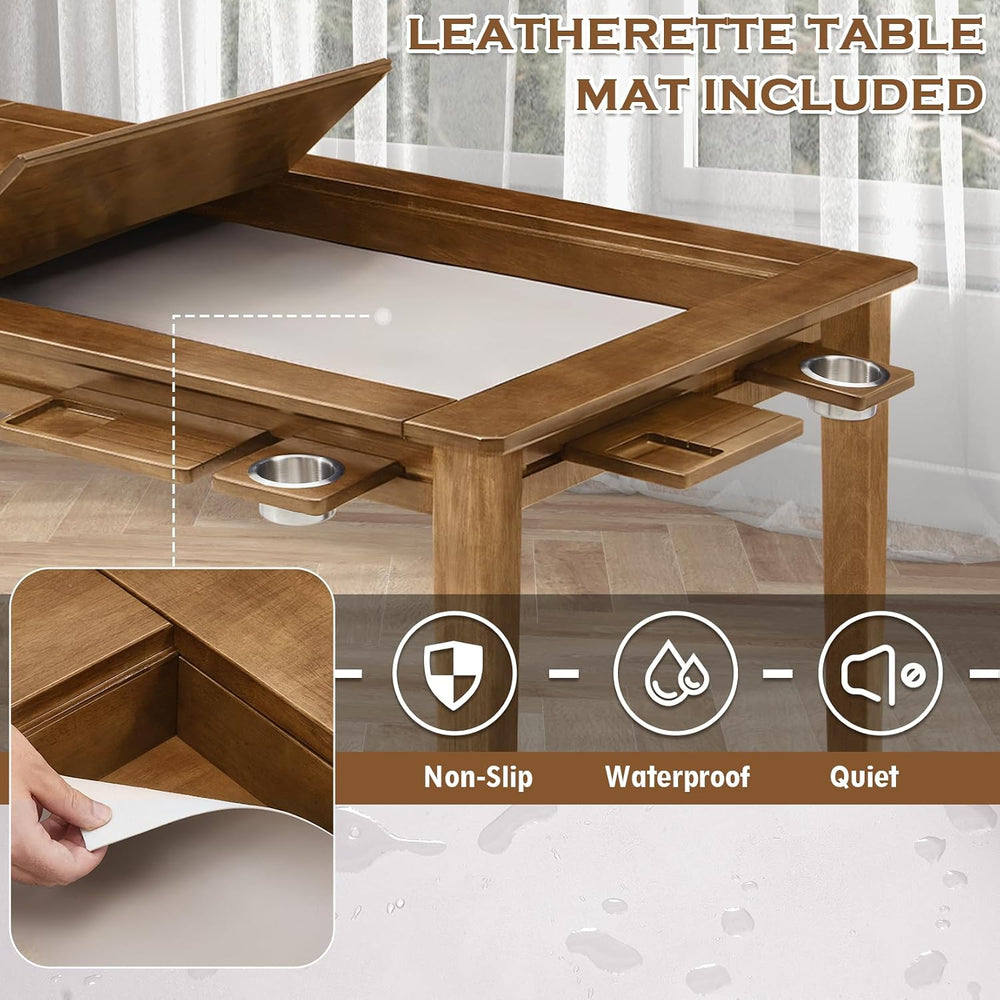 63"x39" Board Game Table with Removable Top Solid Wood Dining/Gamin...