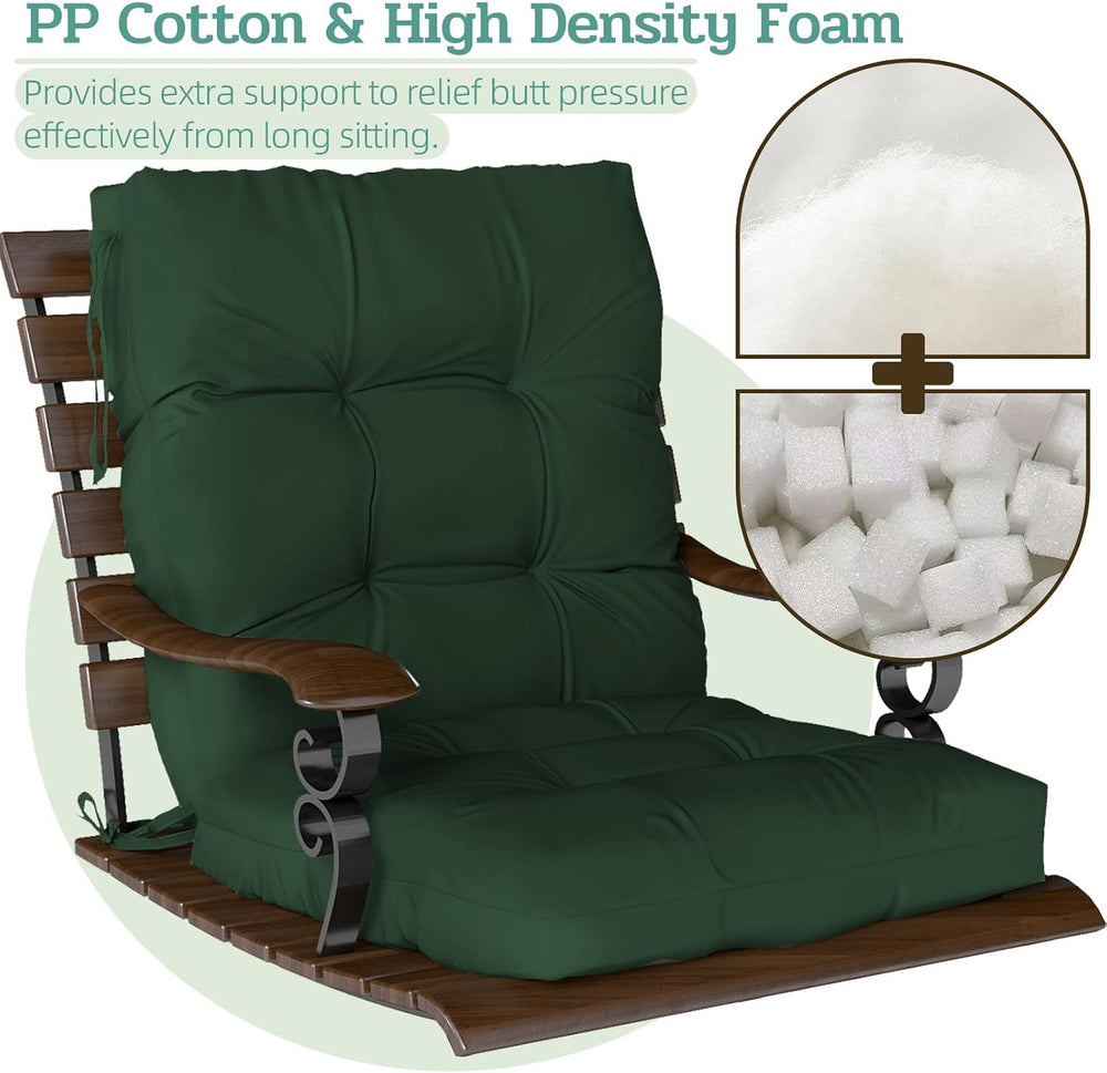 Outdoor Chair Cushions 42x21x4 Inch Set of 2, Dark Green
