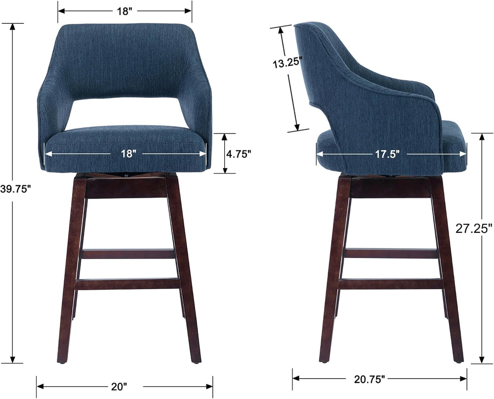 Farmhouse Bar Stools Set of 4, 27" Counter Height Barstools 360°Swivel B...