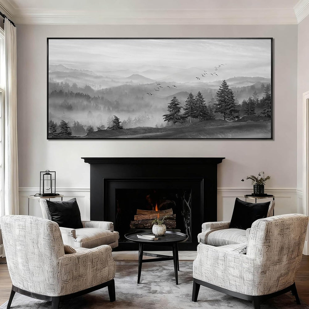 Kureful Tree Wood Wall Decor Mountain Large Wall Art Black Photo Prints 32&qu...