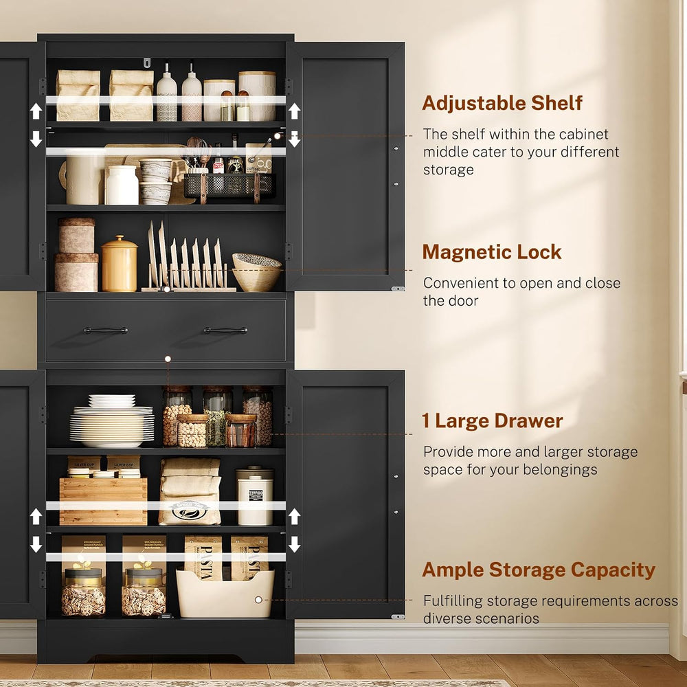 TEENFON Tall Storage Cabinet with 2 Adjustable Shelves & 1 Large Drawer, ...