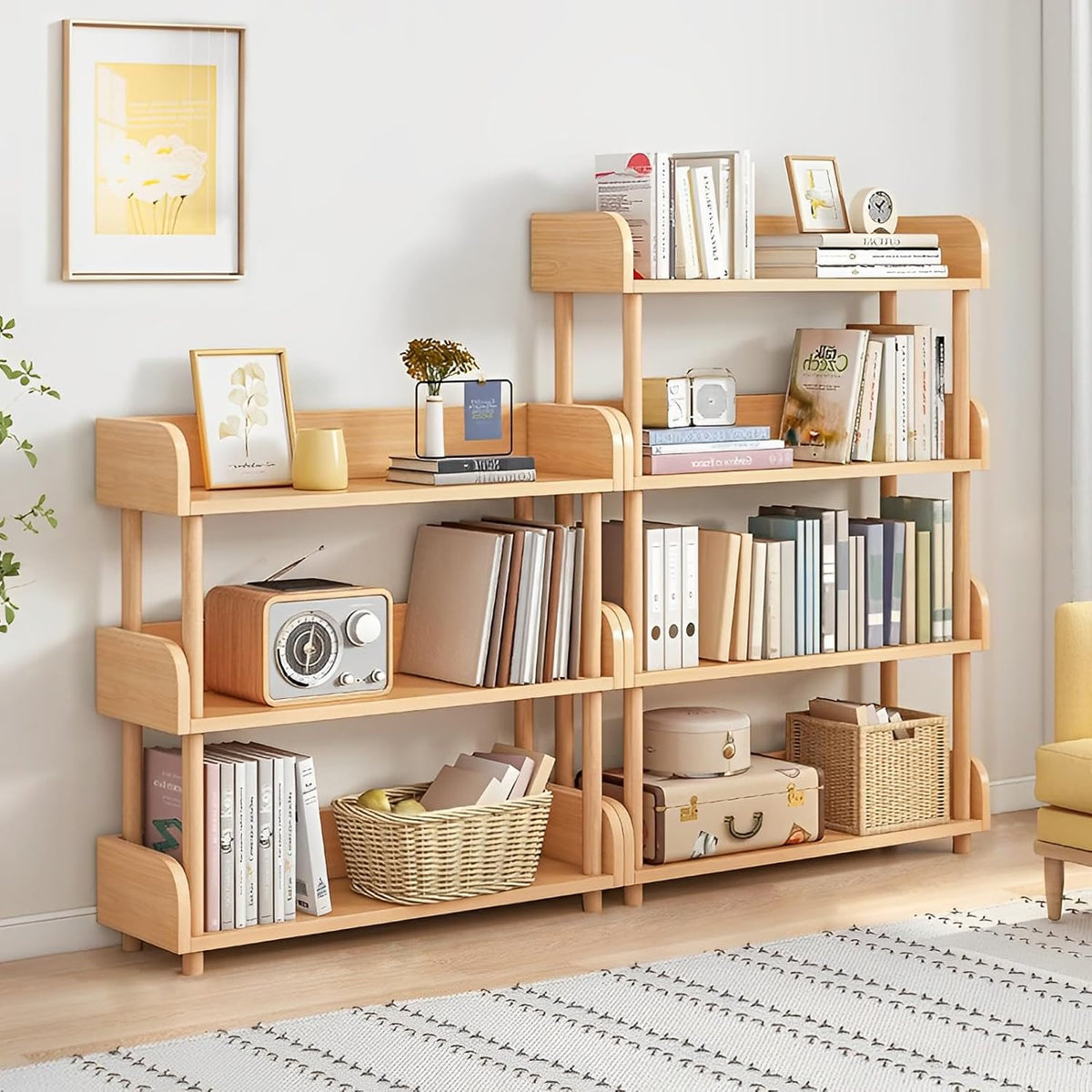 OSCHF 4-Tier Wooden Open Bookcase, Oak