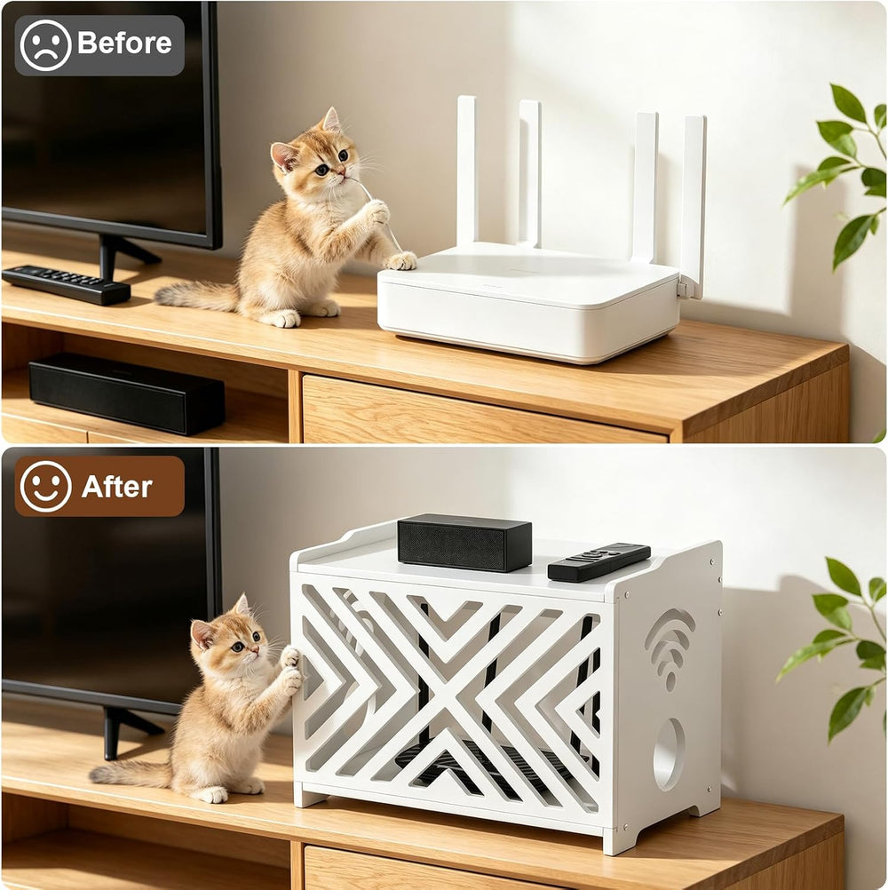 Router Box Hider & Projector Shelf -Decorative WiFi Router Storage Cabinet