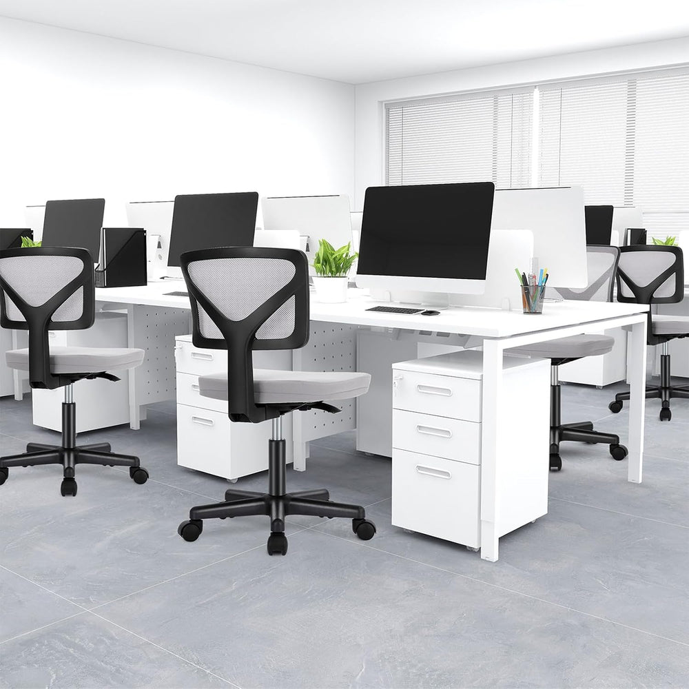 DUMOS Armless Small Desk Chairs, Ergonomic Home Office Mesh Chairs