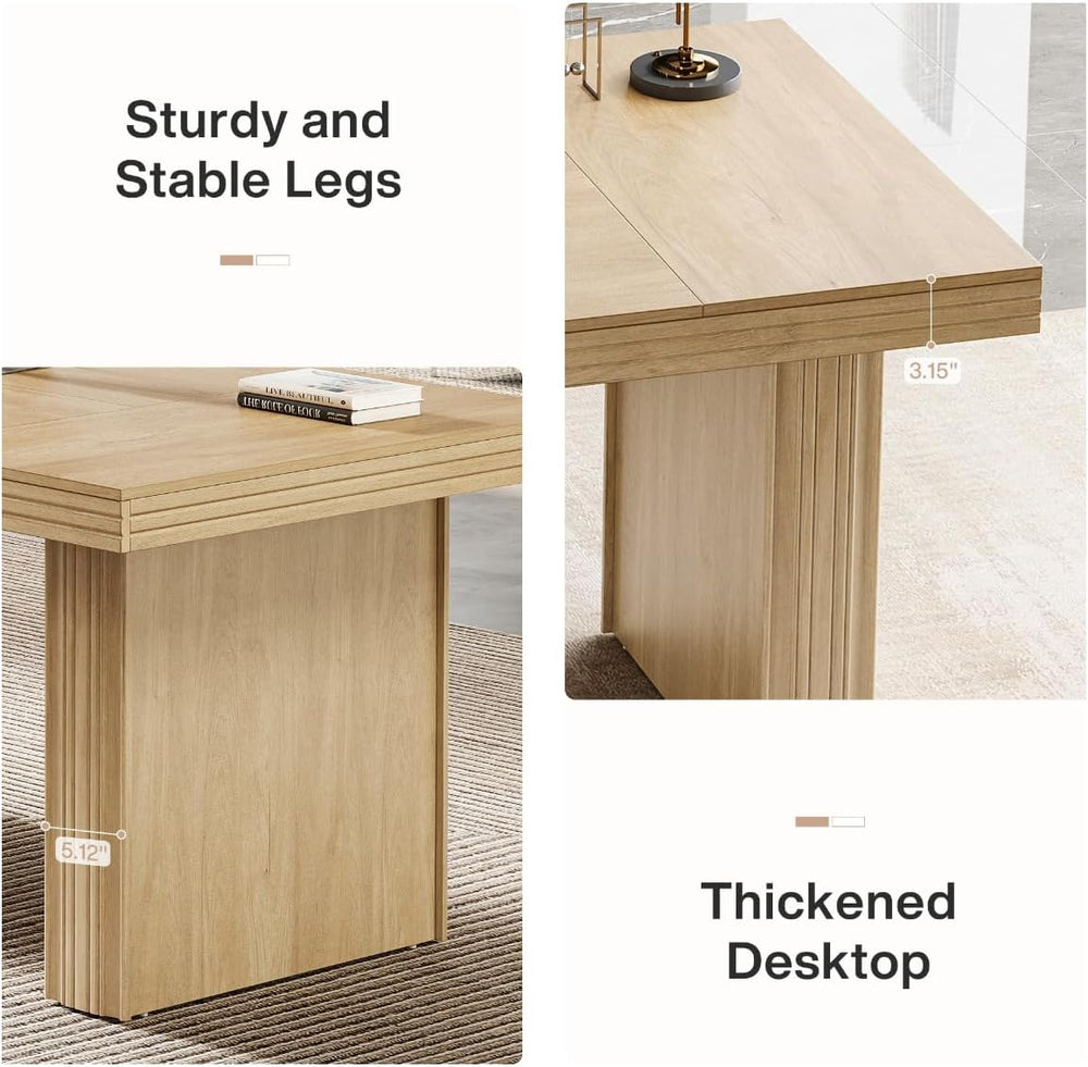 Tribesigns Modern Office Desk, Home Office Table with Wide Fluted Legs, Moder...