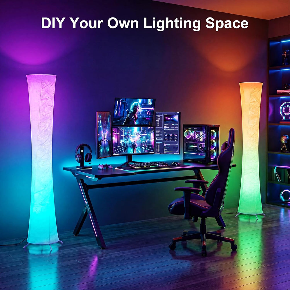 Bright LED RGB Corner Floor Lamp with App & Remote, Music Sync, Round