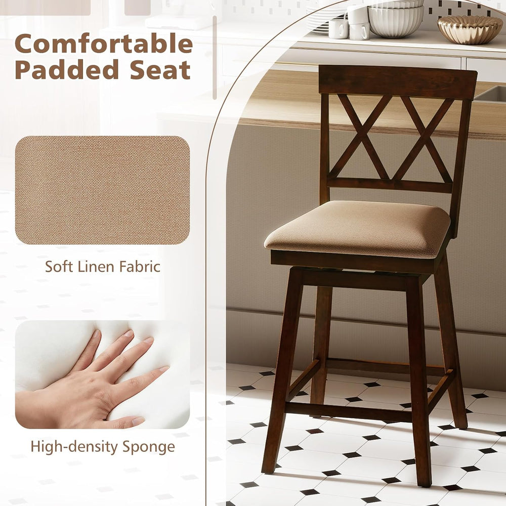 COSTWAY Bar Stools Set of 2 for Kitchen Island, 24" Counter Height Chair...