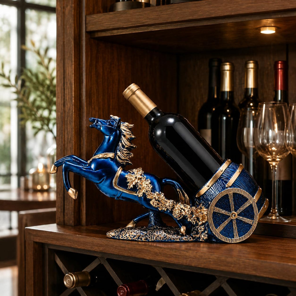 Small Horse Wine Bottle Holder Stand Countertop for Bar Accessories | Tabletop Single Wine Bottle Holder Racks Living Room Decor and Accessories for Home Bar Wine Kitchen Wine Lovers