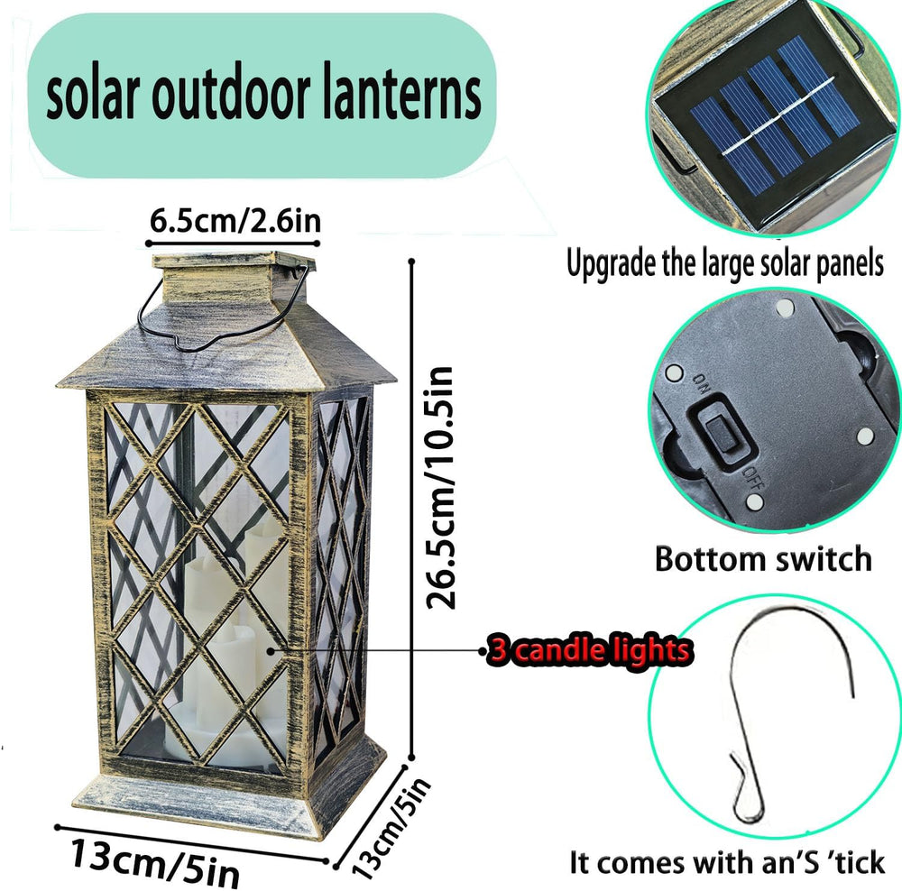 Solar Outdoor Lantern, Garden Hanging Waterproof Lanterns PVC Upgrade 3 LED F...