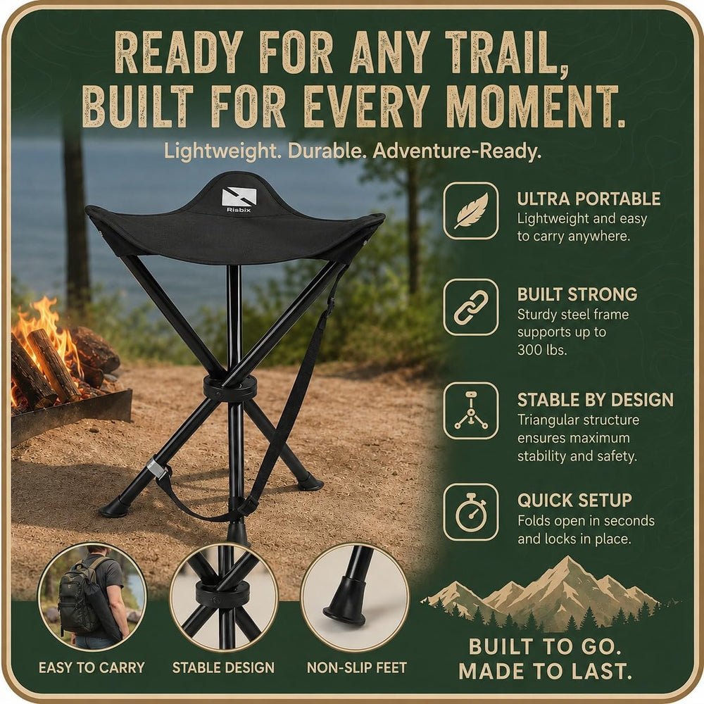 Foldable Tripod Stool - Ultra Portable Seat for Tall People, 20” High - Hunti...