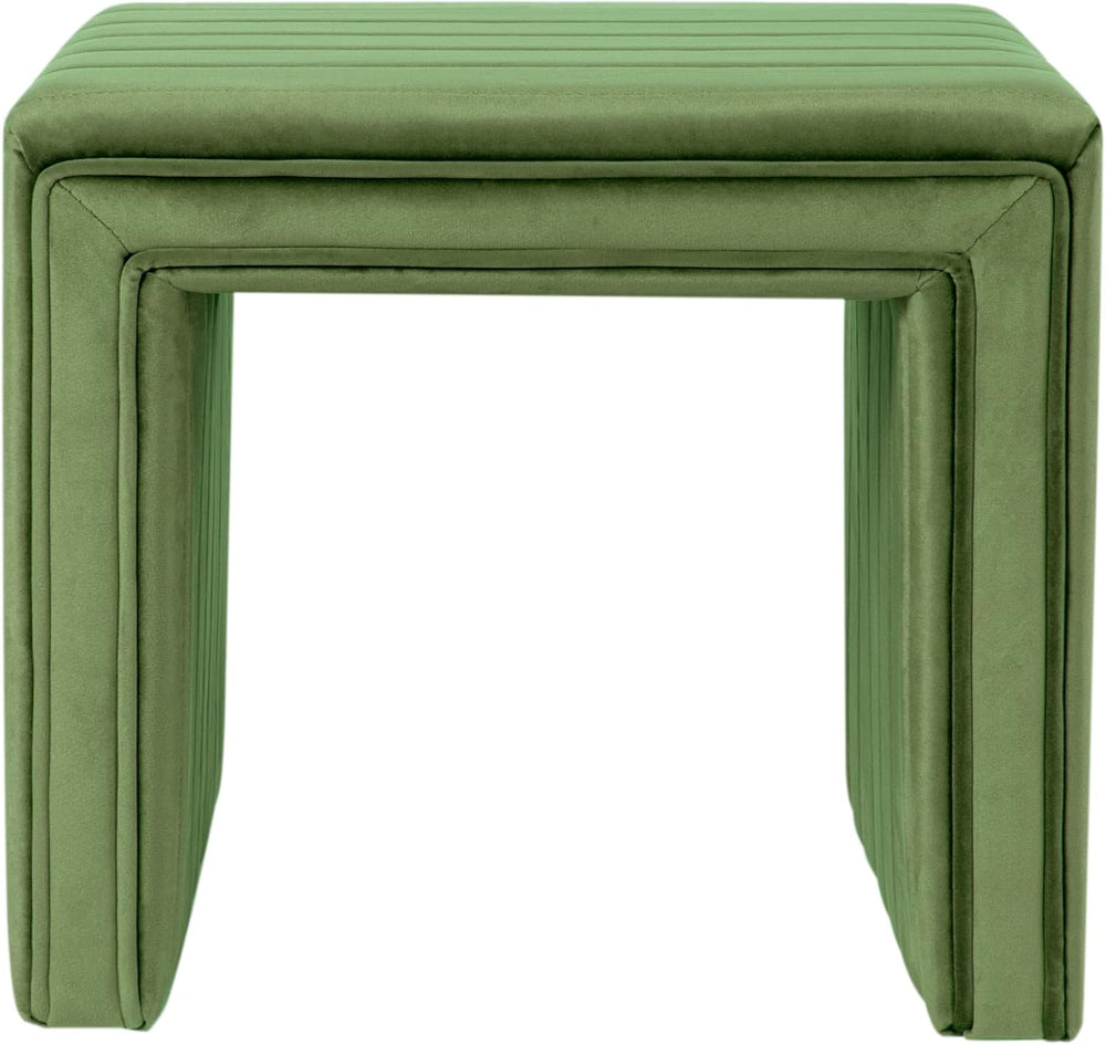 Spatial Order 19" Modern Channel Tufted Velvet Ottoman - Green