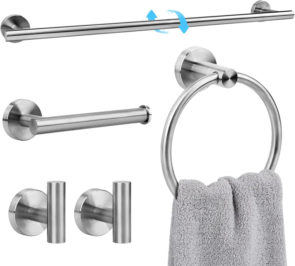5pcs Brushed Ncikel Bathroom Accessories Set, 24 inch Towel Bar