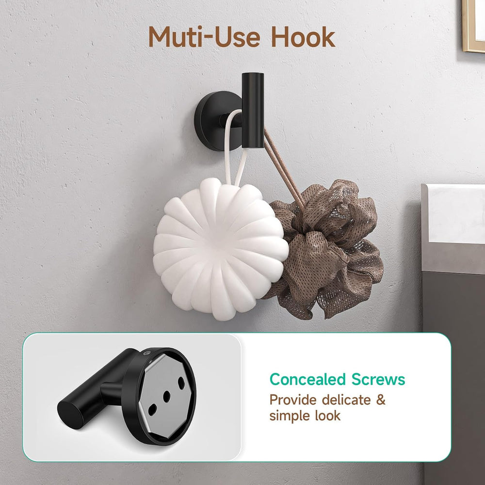USHOWER 4PCS Matte Black Bathroom Accessories Set, 24-Inch Towel Bar Set