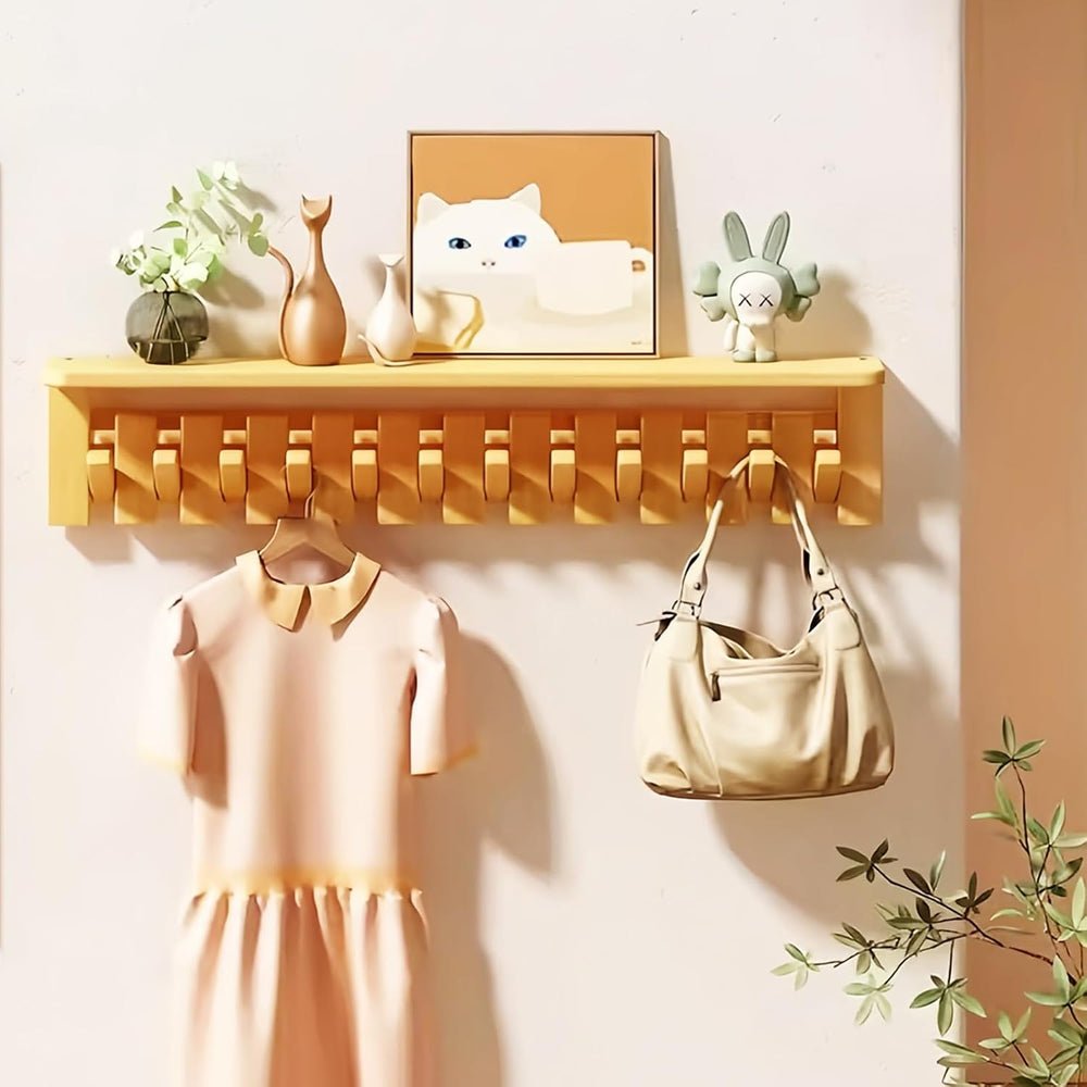 Paint Wood Wall Mounted Coat RackHooks Piano Key Hangers Natural Solid Wood H...