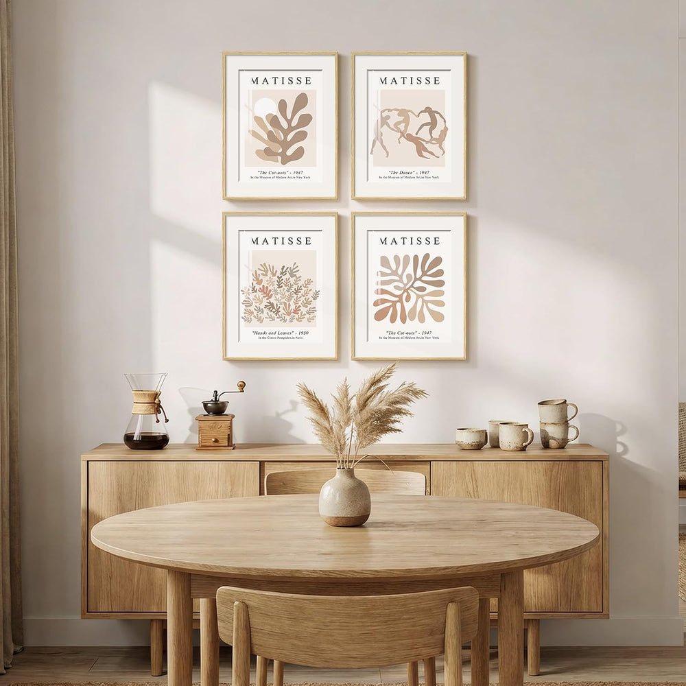 4 Piece Framed Matisse Abstract Neutral Botanical Wall Art, 11x14 Inch