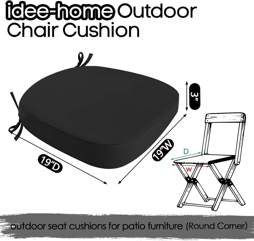 idee-home Outdoor Chair Cushions Set of 4, 19" x 19" D-Shaped